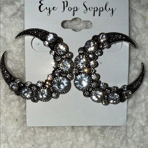 Eye Pop Supply Black and Silver Crescent Earrings